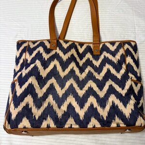 Thirty One Cindy Tote Chevron Organizing Pockets Shoulder EUC